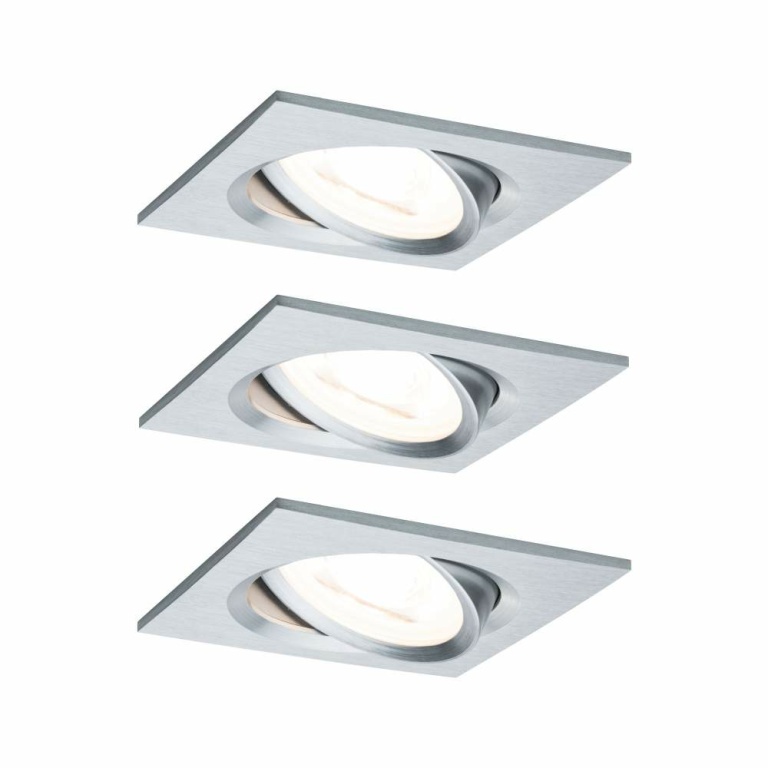 Paulmann Einbauleuchte LED Nova eckig 3x6,5W GU10 Alu gedreht