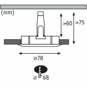 LED Einbauleuchte Nova Einzelspot rund 1x6.5W IP44 GU10 Eisen gebürstet 2700K 230V