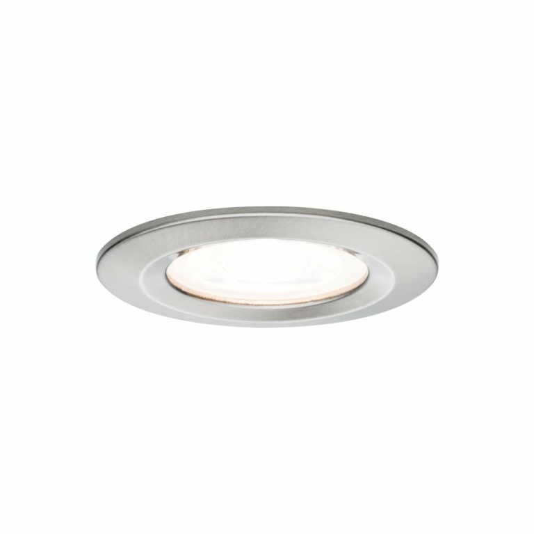 Paulmann Nova LED Einbauleuchte 3er Set rund 6.5W IP44 GU10 Eisen gebürstet 2700K 230V