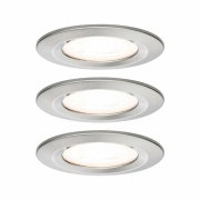 Nova LED Einbauleuchte 3er Set rund 6.5W IP44 GU10 Eisen gebürstet 2700K 230V