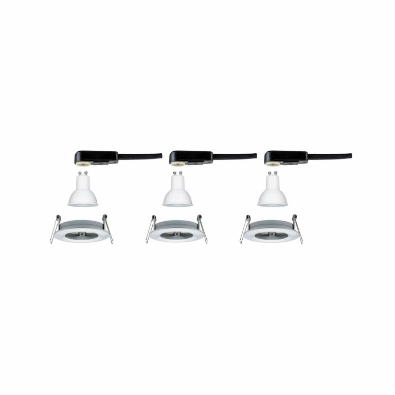 Paulmann LED Bad-Einbauleuchte Nova Basisset 3er Set rund 6.5W IP44 GU10 Alu gedreht 2700K 230V