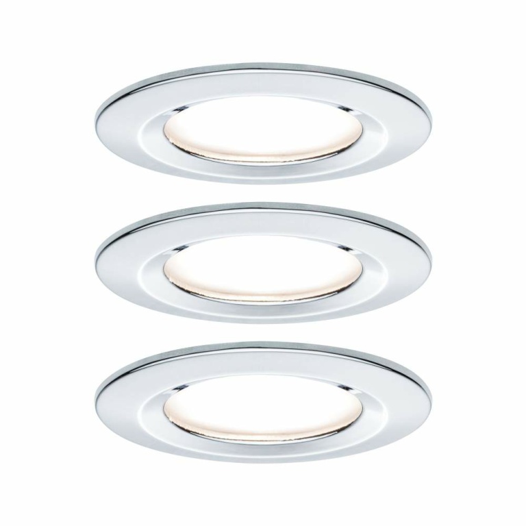 Paulmann LED Bad-Einbauleuchte Nova Basisset 3er Set rund 6.5W IP44 GU10 Chrom 2700K 230V