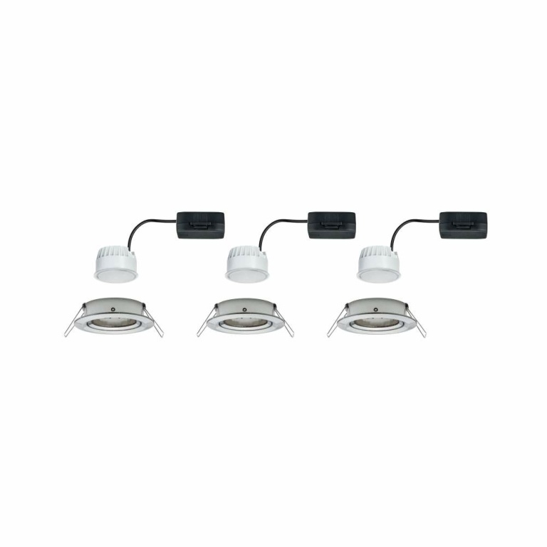 Paulmann LED Einbauleuchte Nova Coin 3er Set rund 6W IP23 Eisen gebürstet schwenkbar 2700K 230V