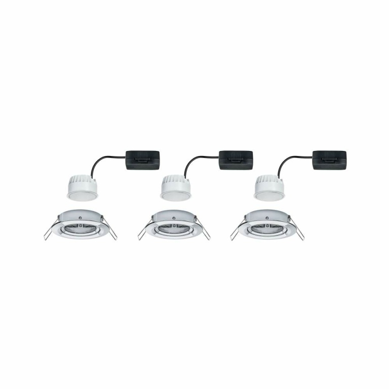 Paulmann LED Einbauleuchte Nova Coin Basisset 3er Set rund 6W IP23 Chrom schwenkbar 2700K 230V