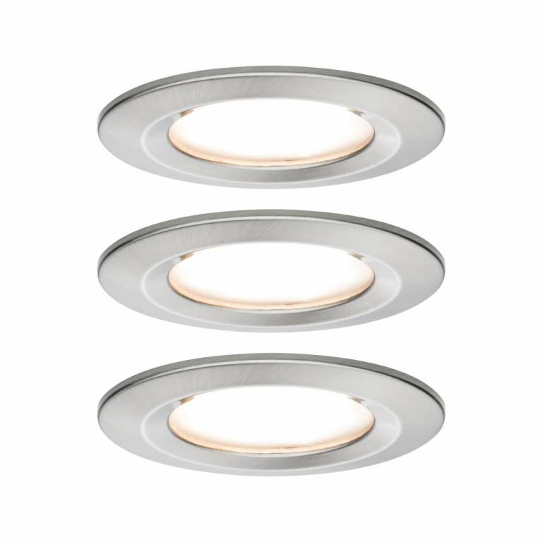 Paulmann LED Bad-Einbauleuchte Nova Coin 3er Set rund 6W IP44 Eisen gebürstet 2700K 230V