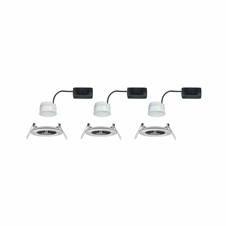 Paulmann LED Bad-Einbauleuchte Nova Coin 3er Set rund 6W IP44 Eisen gebürstet 2700K 230V