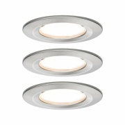 LED Bad-Einbauleuchte Nova Coin 3er Set rund 6W IP44 Eisen gebürstet 2700K 230V