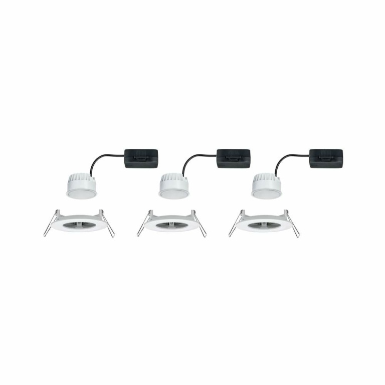 Paulmann LED Bad-Einbauleuchte Nova Coin 3er Set rund 6W IP44 Weiß (matt) 2700K 230V