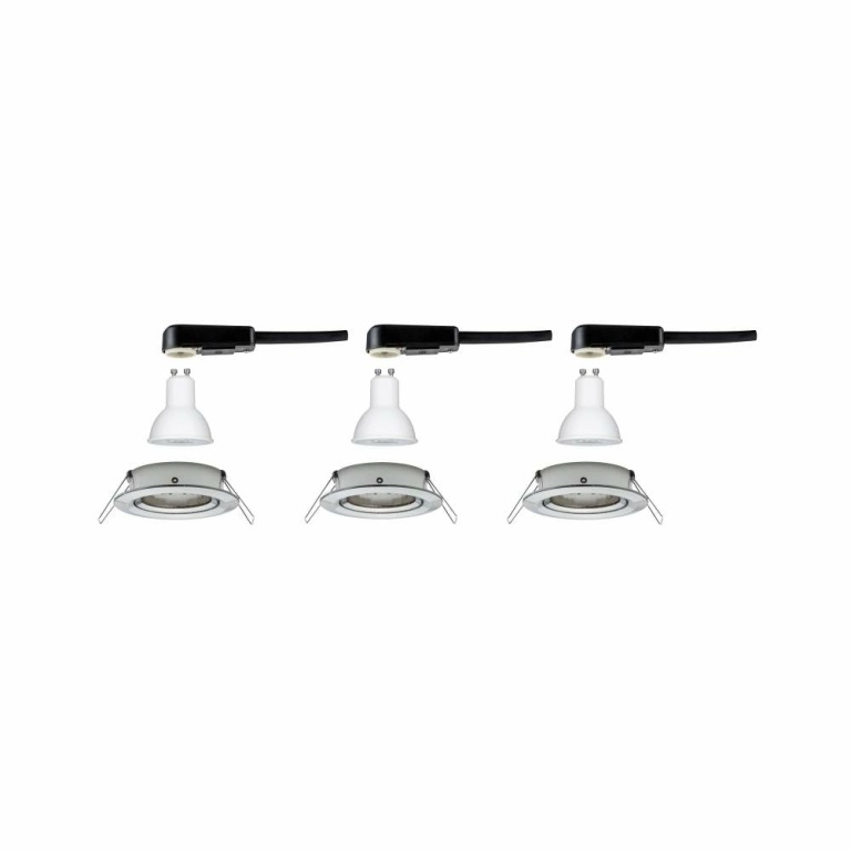 Paulmann Nova LED Einbauleuchte 3er Set rund 6.5W IP23 GU10 Eisen gebürstet schwenkbar dimmbar 3-step-dim 2700K 230V