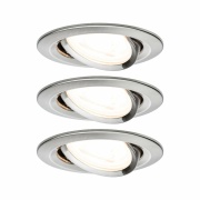 Nova LED Einbauleuchte 3er Set rund 6.5W IP23 GU10 Eisen gebürstet schwenkbar dimmbar 3-step-dim 2700K 230V