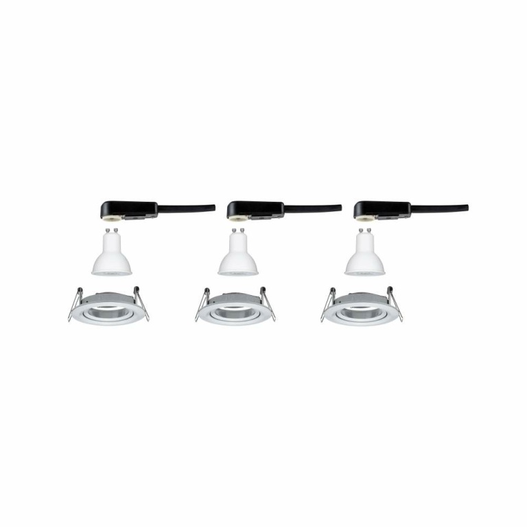 Paulmann LED Einbauleuchte Nova Basisset 3er Set rund 6.5W IP23 GU10 Alu gedreht schwenkbar dimmbar 3-step-dim 2700K 230V