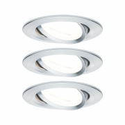 LED Einbauleuchte Nova Basisset 3er Set rund 6.5W IP23 GU10 Alu gedreht schwenkbar dimmbar 3-step-dim 2700K 230V