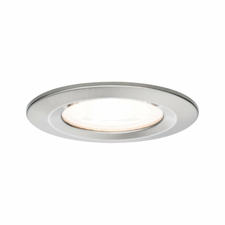 Paulmann Nova LED Einbauleuchte 3er Set rund 6.5W IP44 GU10 Eisen gebürstet dimmbar 3-step-dim 2700K 230V