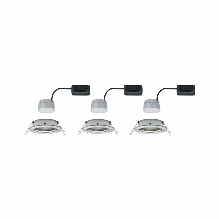 Paulmann LED Einbauleuchte Nova Coin 3er Set rund 6W IP23 Eisen gebürstet schwenkbar dimmbar 3-step-dim 2700K 230V