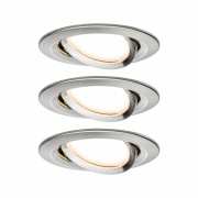 LED Einbauleuchte Nova Coin 3er Set rund 6W IP23 Eisen gebürstet schwenkbar dimmbar 3-step-dim 2700K 230V