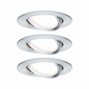 LED Einbauleuchte Nova Coin Basisset 3er Set rund 6W IP23 Alu gedreht schwenkbar dimmbar 3-step-dim 2700K 230V