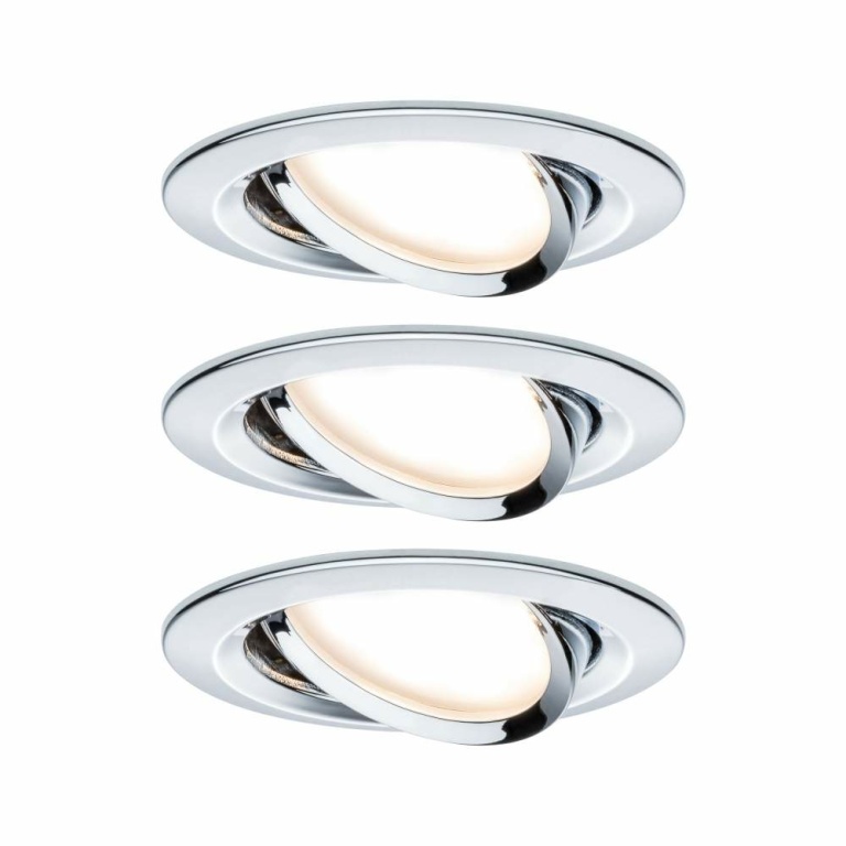 Paulmann LED Einbauleuchte Nova Coin Basisset 3er Set rund 6W IP23 Chrom schwenkbar dimmbar 3-step-dim 2700K 230V