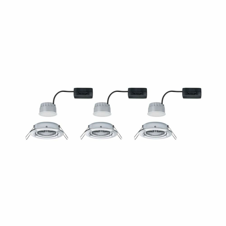 Paulmann LED Einbauleuchte Nova Coin Basisset 3er Set rund 6W IP23 Chrom schwenkbar dimmbar 3-step-dim 2700K 230V