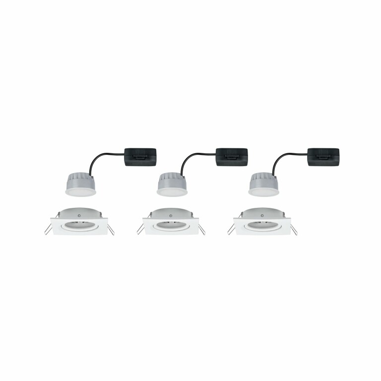 Paulmann LED Einbauleuchte Nova Coin 3er Set eckig 6W IP23 Weiß (matt) schwenkbar dimmbar 3-step-dim 2700K 230V