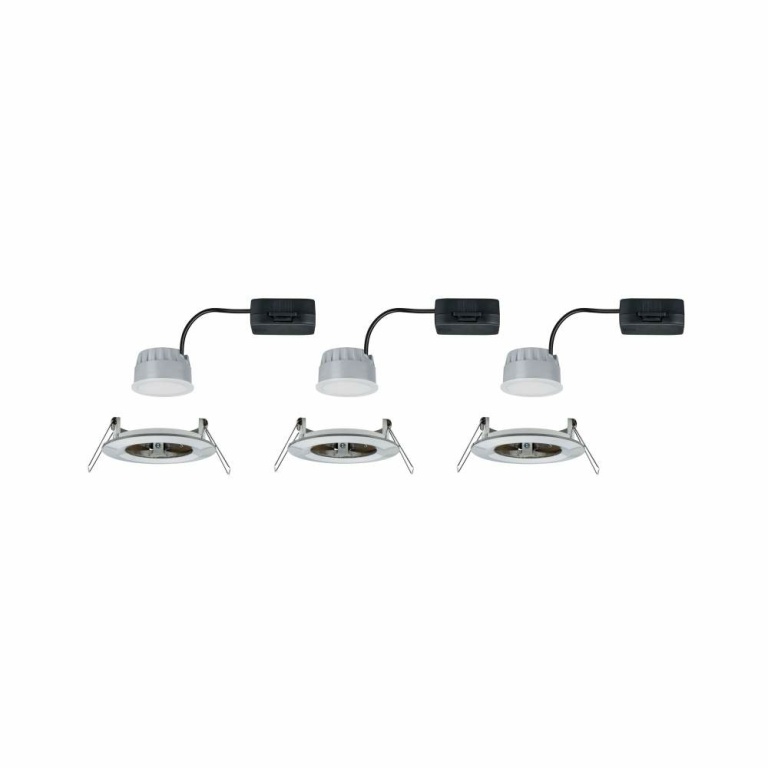 Paulmann LED Bad-Einbauleuchte Nova Coin 3er Set rund 6W IP44 Eisen gebürstet dimmbar 3-step-dim 2700K 230V