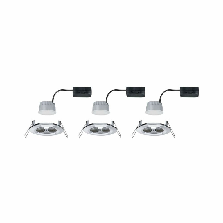 Paulmann LED Bad-Einbauleuchte Nova Coin Basisset 3er Set rund 6W IP44 Chrom dimmbar 3-step-dim 2700K 230V