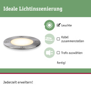 Plug & Shine LED Bodeneinbauleuchte Floor rund IP65 3000K 3,8W Edelstahl Einzelspot