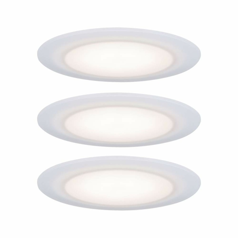 Paulmann Premium LED Einbauleuchte Suon 3er-Set rund IP44 dimmbar Satin/Weiß 5W 450lm 230V