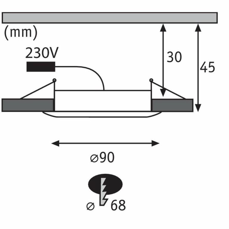 Paulmann Premium LED Einbauleuchte Suon 3er-Set rund IP44 dimmbar Satin/Weiß 5W 450lm 230V