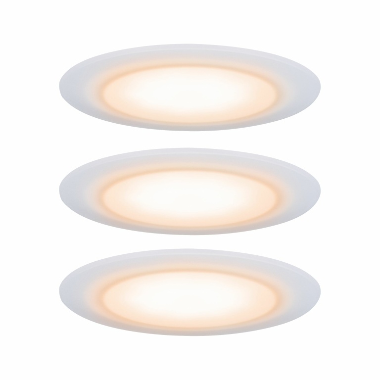 Paulmann Premium LED Einbauleuchte Suon 3er-Set rund IP44 Dim-to-Warm Satin/Weiß 5W 450lm 230V