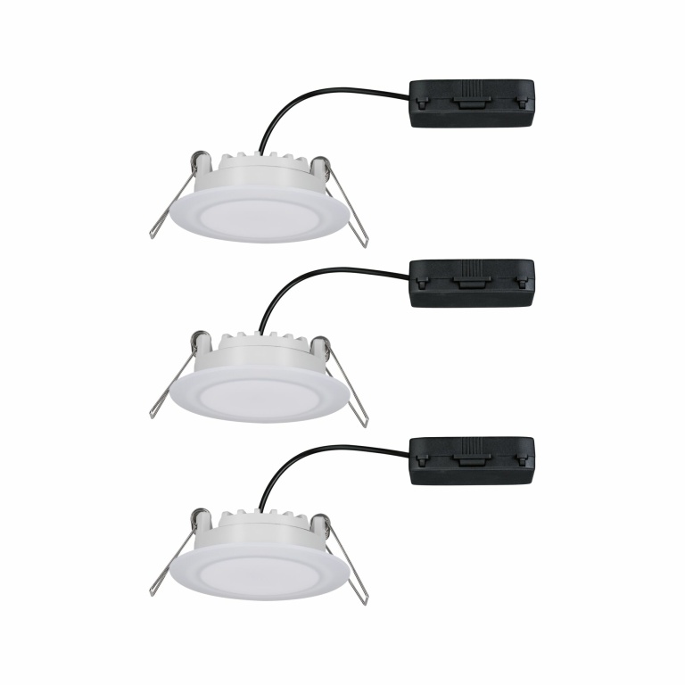 Paulmann Premium LED Einbauleuchte Suon 3er-Set rund IP44 Dim-to-Warm Satin/Weiß 5W 450lm 230V