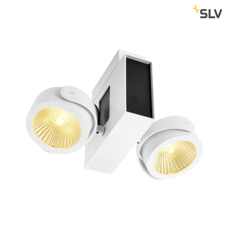 SLV TEC KALU CW, LED Indoor Wand- und Deckenaufbauleuchte, double weiß/schwarz 60° 3000K