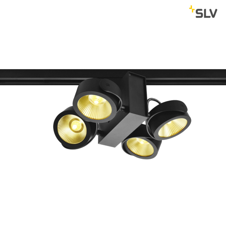 SLV TEC KALU quad, schwarz, 24°, 3000K, inkl. 3P.-Adapter