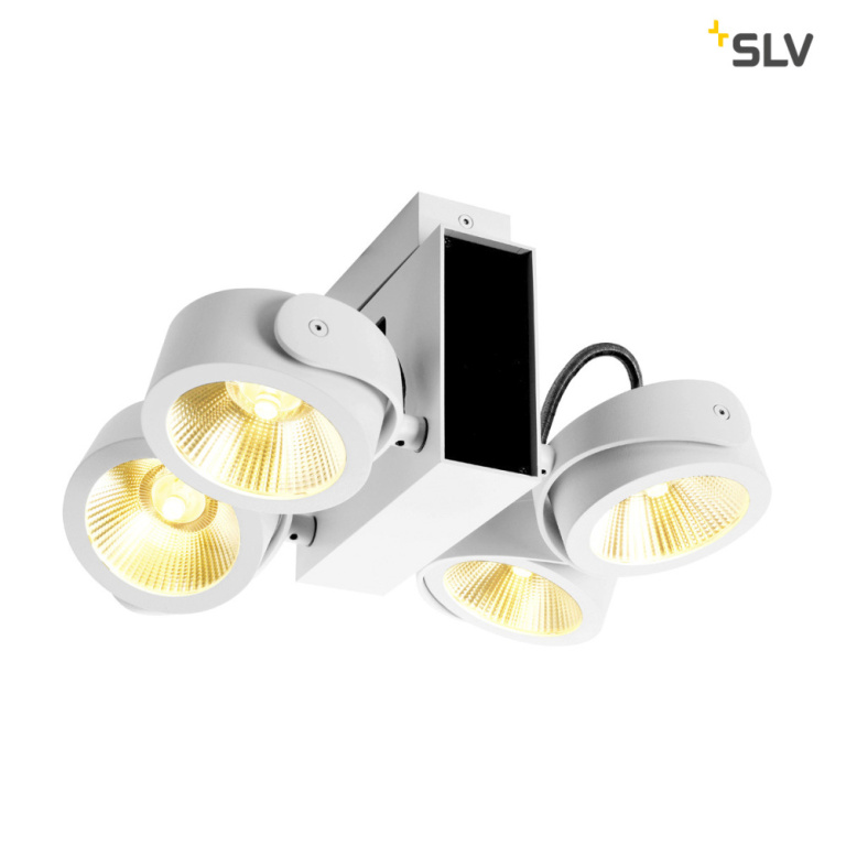 SLV TEC KALU CW, LED Indoor Wand- und Deckenaufbauleuchte, quad weiß/schwarz 24° 3000K