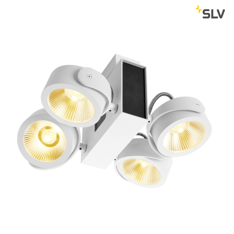 SLV TEC KALU CW, LED Indoor Wand- und Deckenaufbauleuchte, quad weiß/schwarz 24° 3000K