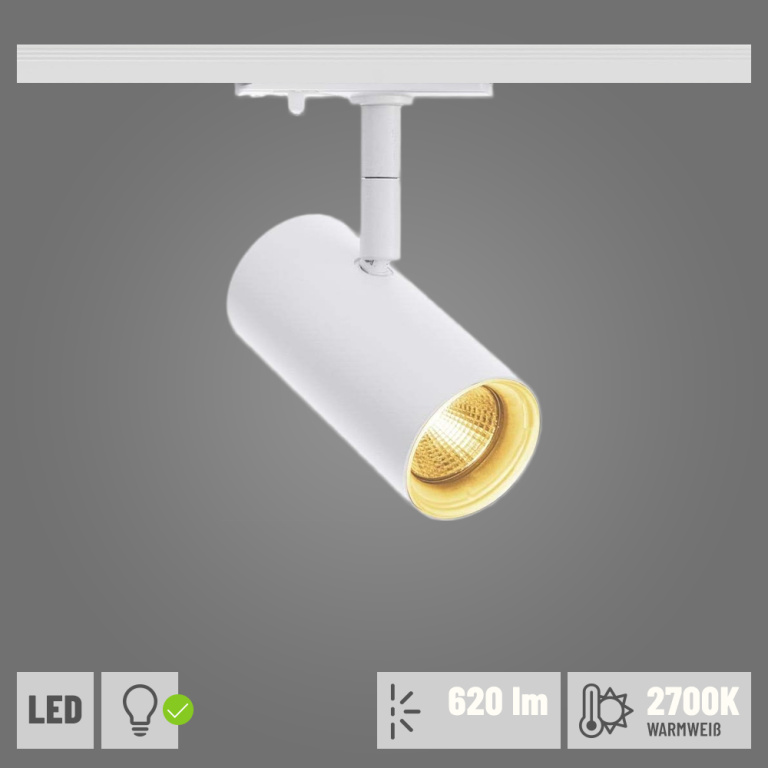 SLV 1-Phasen NOBLO SPOT in weiß mit LED-Modul 2700K 620lm inkl. 1Phasen-Adapter