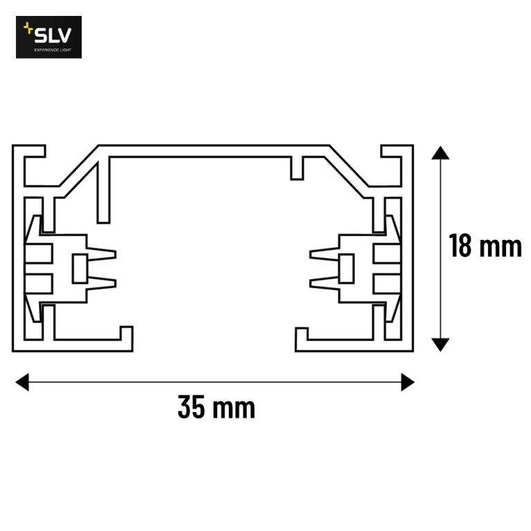 SLV 1-Phasen Hochvolt-Stromschiene 3m schwarz 230V Aufbauschiene