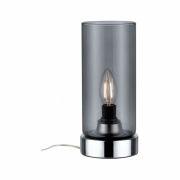 Nachttischlampe Pinja Chrom/Rauchglas E14 mit Touch-Schalter