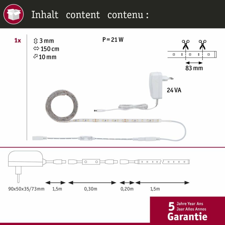 Paulmann SimpLED Power Strip Set 1,5m Neutralweiß 17W