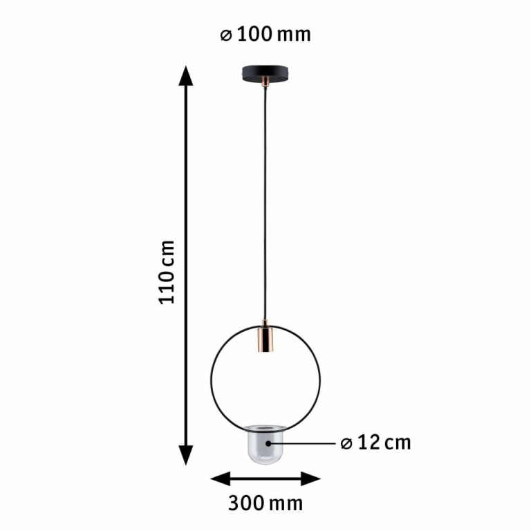 Paulmann Pendelleuchte 1-flammig Neordic Tasja E27 max. 20W Schwarz/Kupfer dimmbar Metall