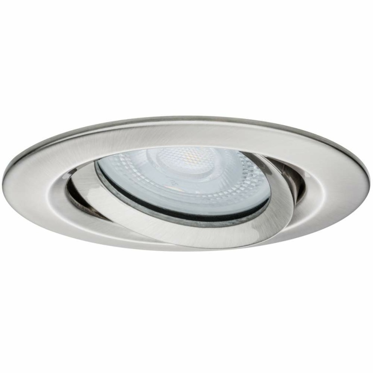 Paulmann LED Einbauleuchte Nova Plus schwenkbar IP65 rund 93mm GU10 6W 470lm 230V dimmbar 4000K Eisen gebürstet