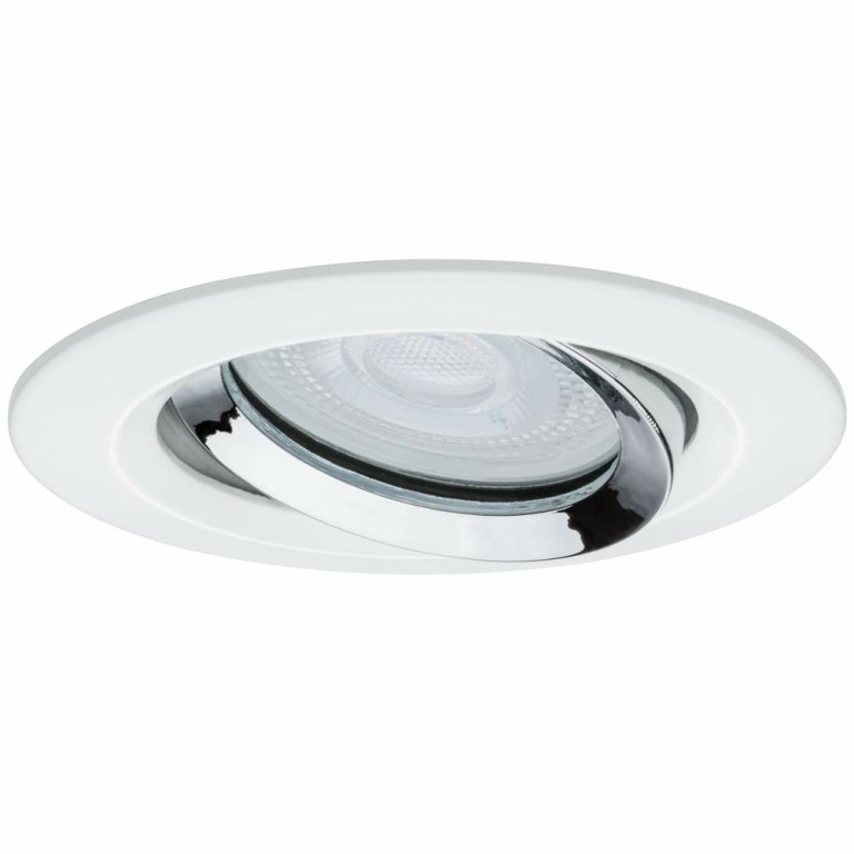 Paulmann LED Einbauleuchte Nova Plus schwenkbar IP65 rund 93mm GU10 6W 470lm 230V dimmbar 4000K Weiß matt/Chrom