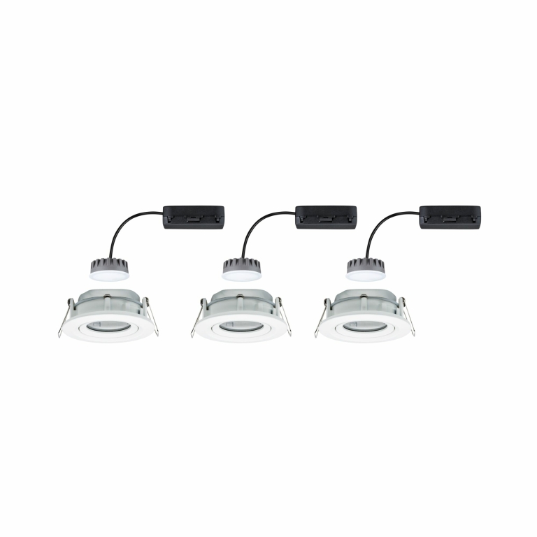 Paulmann LED Einbauleuchten 3er Set Nova Plus Coin rund 6W 470lm IP65 Weiß matt schwenkbar dimmbar 230V