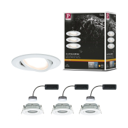 LED Einbauleuchten 3er Set Nova Plus Coin rund 6W 470lm IP65 Weiß matt schwenkbar dimmbar 230V