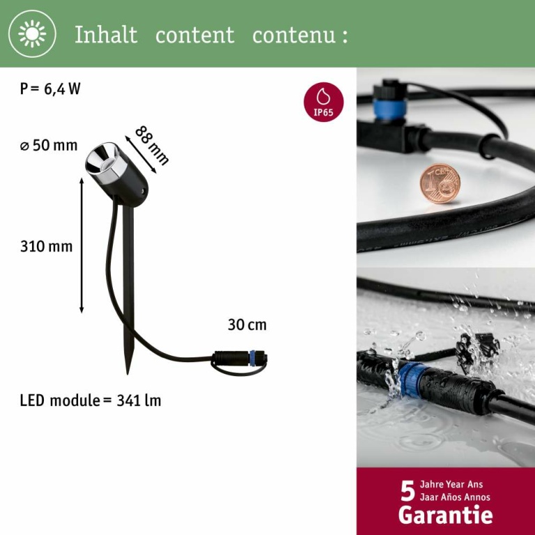 Paulmann Plug & Shine Erdspieß Pike IP65 3000K 3,5W 24V