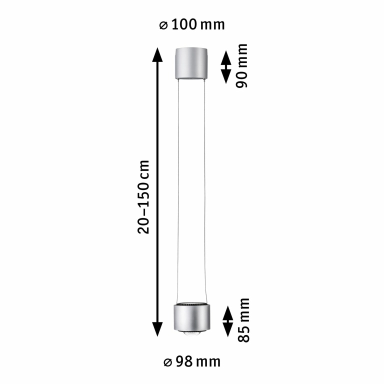 Paulmann URail LED Pendelleuchte Aldan Chrom matt/Schwarz 8,5W 2700K dimmbar (LED fest verbaut)