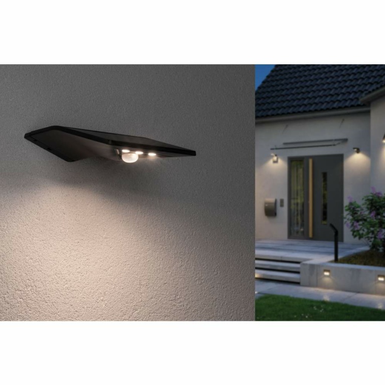 Paulmann LED Solar Outdoor Wandleuchte Yoko anthrazit mit Bewegungsmelder IP44 42lm 3000K