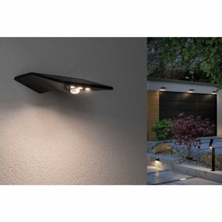 Paulmann LED Solar Outdoor Wandleuchte Yoko anthrazit mit Bewegungsmelder IP44 42lm 3000K