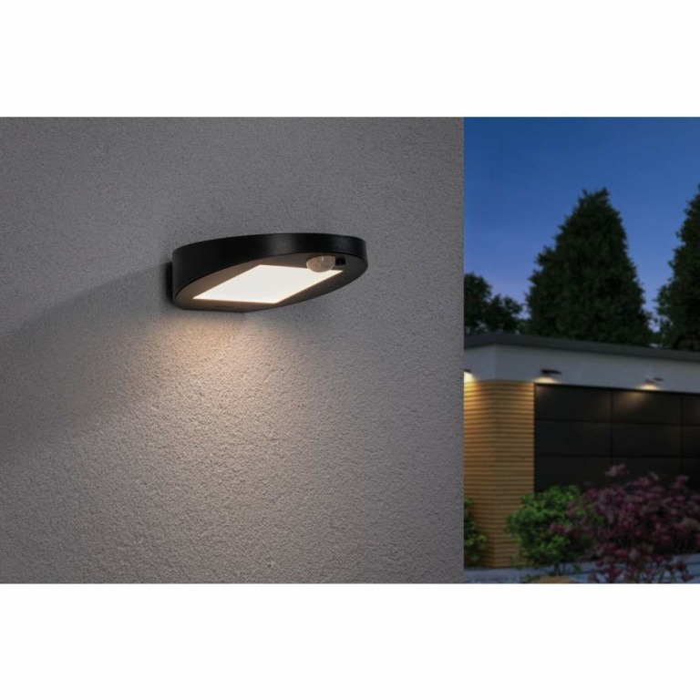 Paulmann LED Solar Außenwandleuchte Ryse anthrazit mit Bewegungsmelder IP44 30lm 3000K