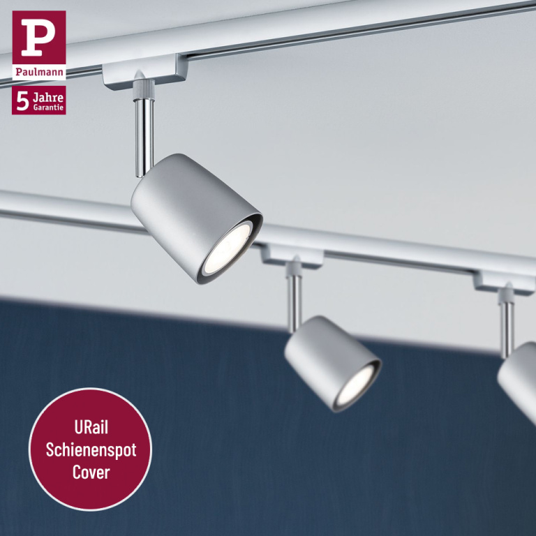 Paulmann URail LED Schienensystem Komplettset Cover Chrom matt + 2x Schiene 1m + 4 Schienenspots