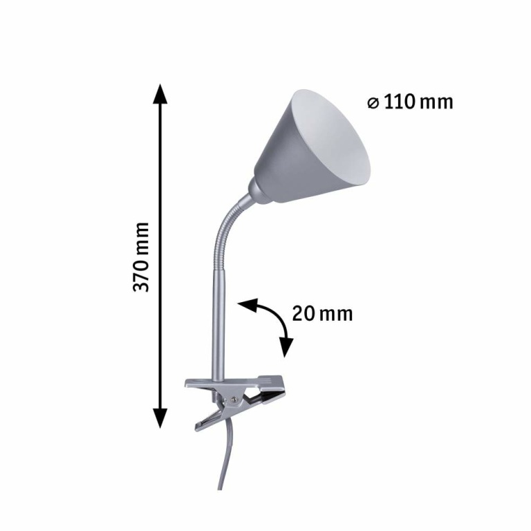 Paulmann Klemmleuchte Vitis mit Flexarm E14 Grau